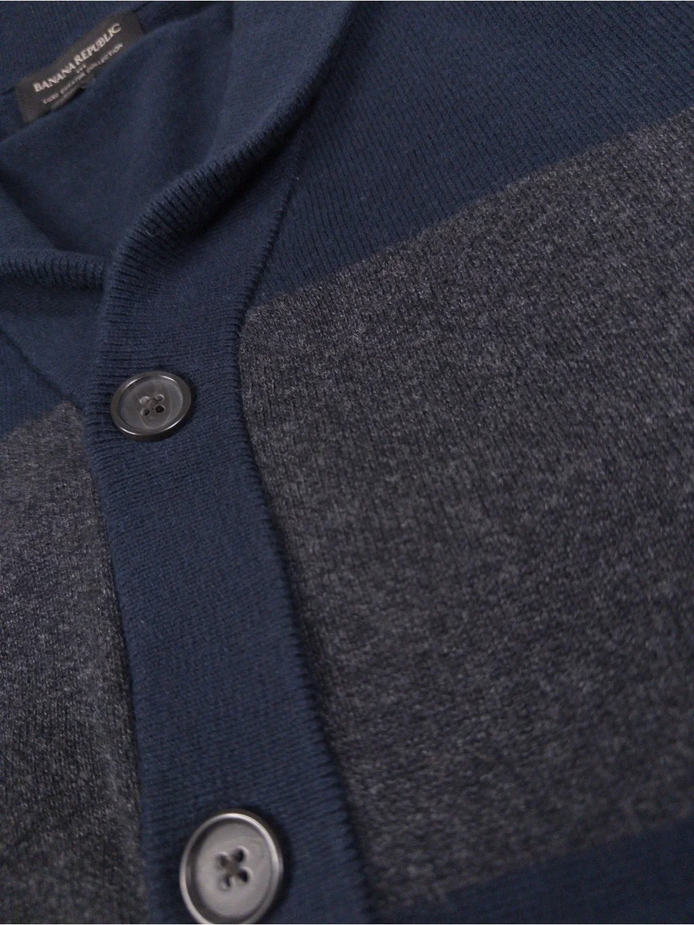 Banana Republic Navy Shawl Collar Cardigan Charcoal Stripe Men’s Large